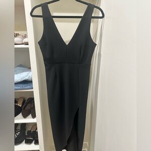 Abercrombie & Fitch Plunge V neck black Midi dress—Size S
